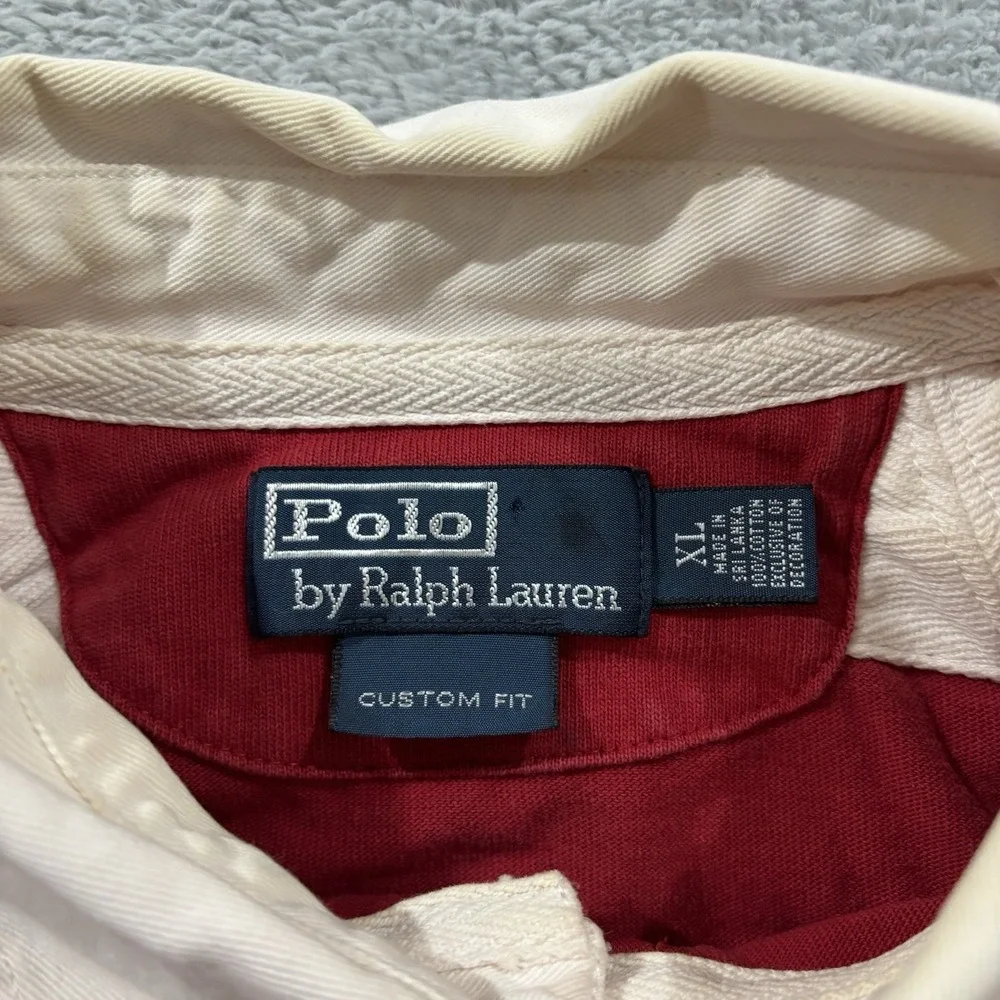 Vtg Polo Ralph Lauren Rugby Shirt Sz XL Red White Suisse RLPC 45 Old Money  Y2K